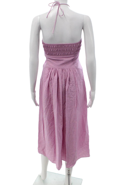 Vince Women Sundress Pink Rayon Nylon Sleeveless Drawstring Full-Length Size 2XS