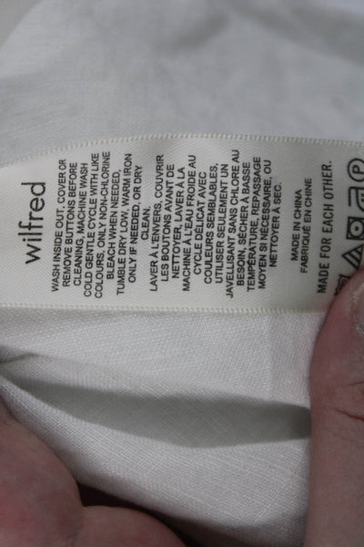 Wilfred Womens Cropped Button-Up Linen Collared Short Sleeve White Size S