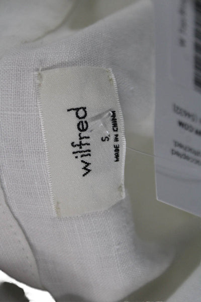 Wilfred Womens Cropped Button-Up Linen Collared Short Sleeve White Size S