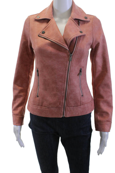 Liverpool Los Angeles Women Biker Jacket Pink Snap Size XS