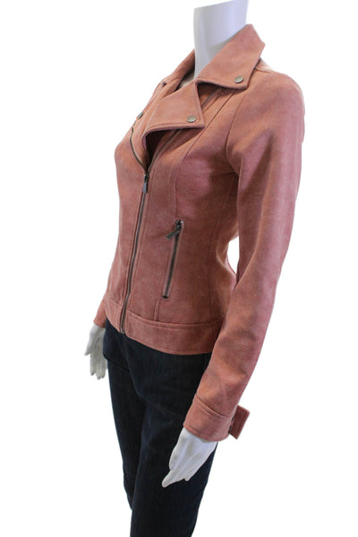 Liverpool Los Angeles Women Biker Jacket Pink Snap Size XS