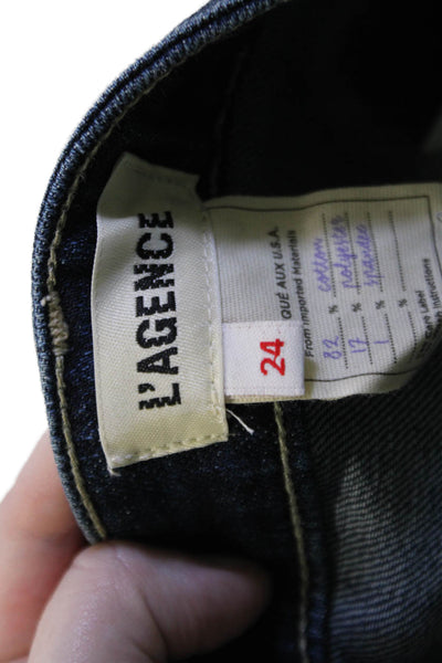 L'Agence Women Dark Blue Straight Jeans Size 24