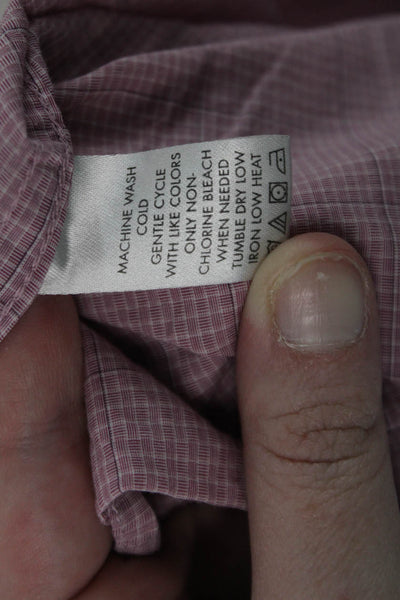 Calvin Klein Mens Cotton Slim Fit Short Sleeve Button-Down Shirt Pink Size L