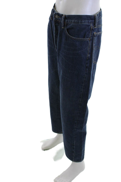 Polo Ralph Lauren Men Dark Blue Cropped Straight Jeans Cotton Button Size 32