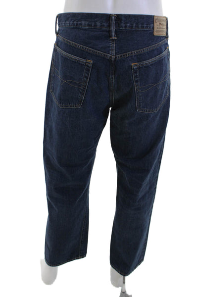 Polo Ralph Lauren Men Dark Blue Cropped Straight Jeans Cotton Button Size 32