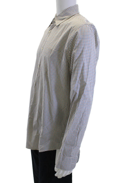 J Crew Men Button-Down Dress Shirt White Check Cotton Size M