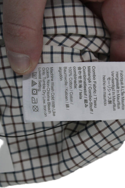 J Crew Men Button-Down Dress Shirt White Check Cotton Size M