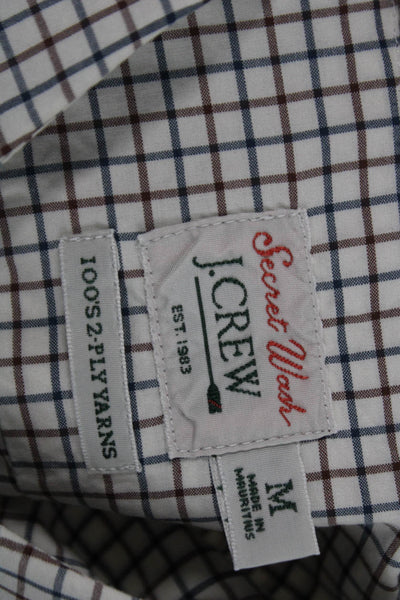 J Crew Men Button-Down Dress Shirt White Check Cotton Size M