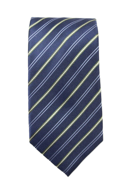BOSS Mens Silk Stripe Printed Colorblock Tie Blue OS