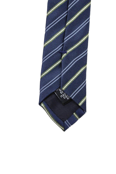 BOSS Mens Silk Stripe Printed Colorblock Tie Blue OS
