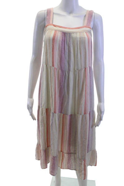 Rails Womens Striped Beige Sundress Square Neck Full-Length Size XS