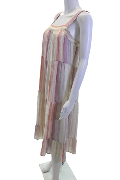 Rails Womens Striped Beige Sundress Square Neck Full-Length Size XS