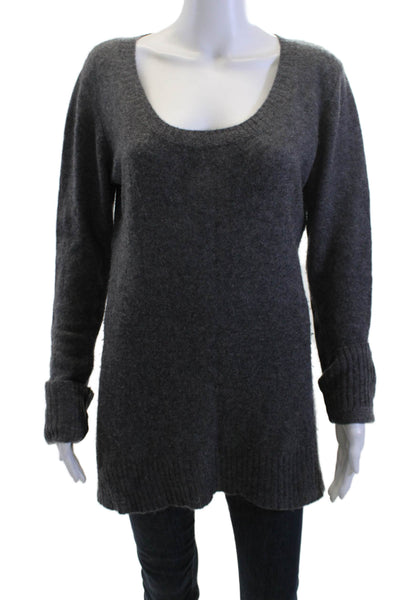 Enza Costa Unisex Pullover Sweater Dark Gray Wool Blend Round Neck Size M