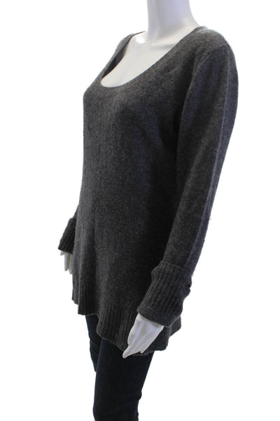 Enza Costa Unisex Pullover Sweater Dark Gray Wool Blend Round Neck Size M