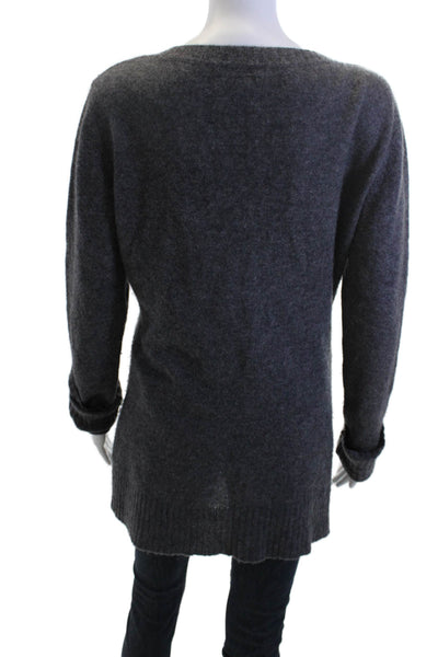 Enza Costa Unisex Pullover Sweater Dark Gray Wool Blend Round Neck Size M