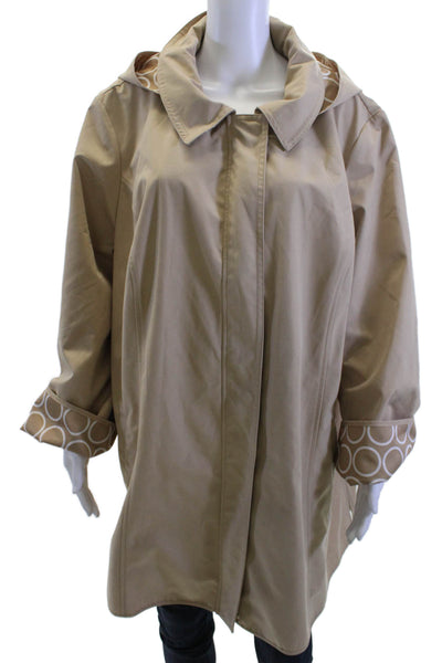 Dennis Basso Women Raincoat Beige Geometric Size 3X