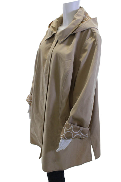 Dennis Basso Women Raincoat Beige Geometric Size 3X