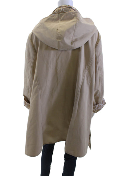 Dennis Basso Women Raincoat Beige Geometric Size 3X