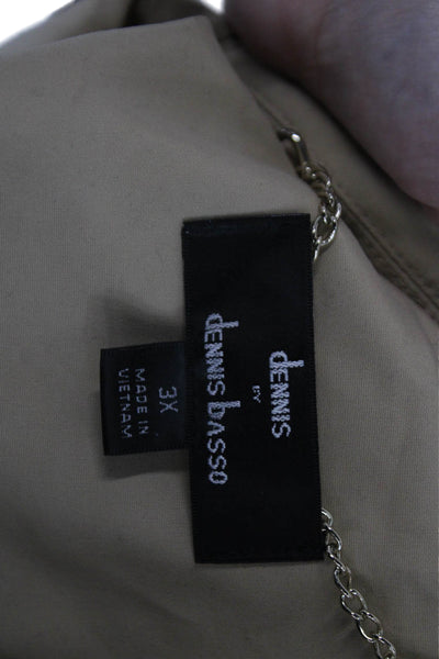 Dennis Basso Women Raincoat Beige Geometric Size 3X