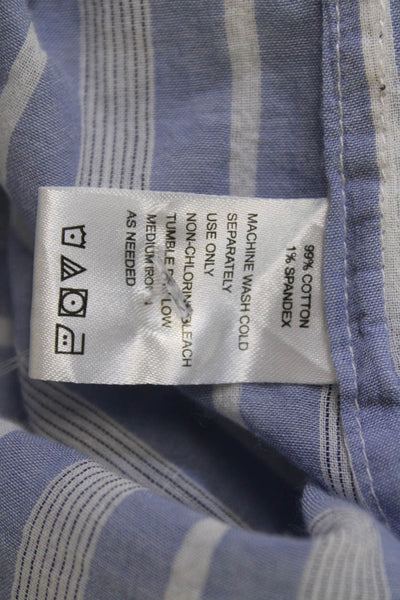 Trovata Women Striped Blue Collared Button-Up Long Sleeve Shirt Size S