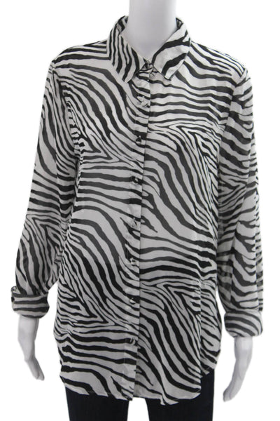 Princess Polly Women Animal Print Cotton Button Blouse Long Sleeve Size 8