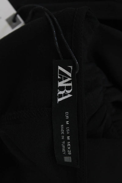 Zara Women Cropped Black V-Neck Sleeveless Blouse Polyester Size M