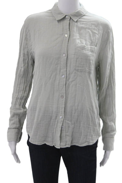 Rails Women Gray 100% Cotton Collared Button-Up Long Sleeve Top Size S