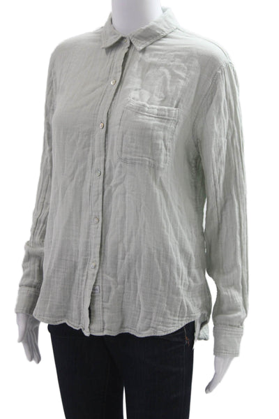 Rails Women Gray 100% Cotton Collared Button-Up Long Sleeve Top Size S
