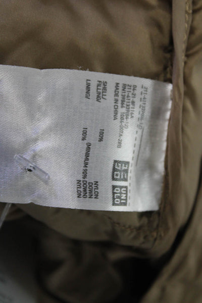 Uniqlo Womens Quilted Puffer Jacket Brown High Neck Zip Nylon Size XS