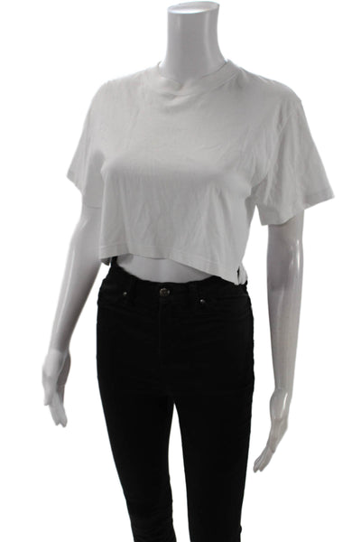 x Karla Womens Cropped Basic T-Shirt White Crew Neck 100% Cotton Size XS