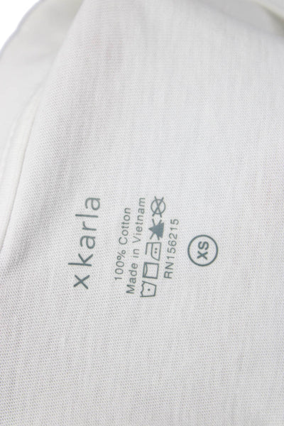 x Karla Womens Cropped Basic T-Shirt White Crew Neck 100% Cotton Size XS