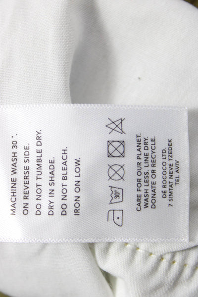Designer Womens Green Bohemian Cotton Blend Pants Button Closure Size M