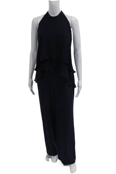 Elizabeth & James Womens Dark Blue Halter Neck Sleeveless Jumpsuit Size 4