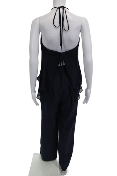 Elizabeth & James Womens Dark Blue Halter Neck Sleeveless Jumpsuit Size 4