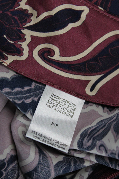 Cami NYC Women Dark Blue Floral 100% Silk Wrap Midi Skirt Size S