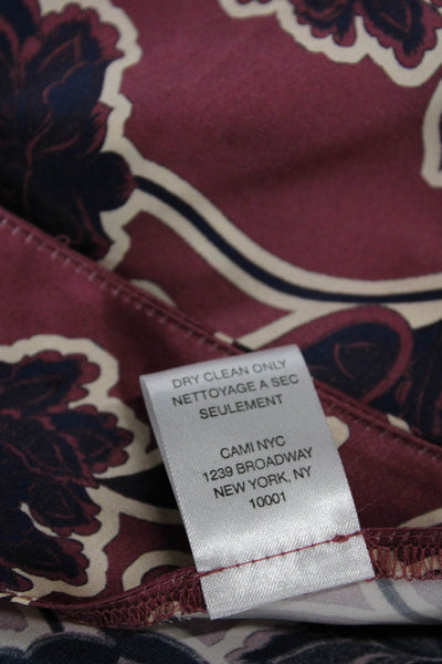 Cami NYC Women Dark Blue Floral 100% Silk Wrap Midi Skirt Size S