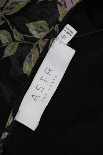 ASTR Women Camisole Blouse Black Floral V-Neck Spaghetti Strap Size XS