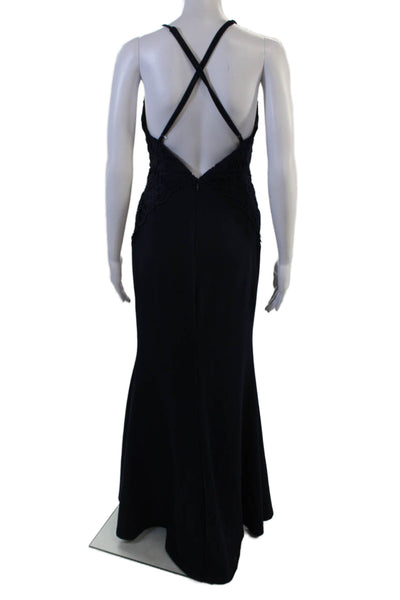 Lulus Women Maxi Slip Dress V-Neck Full-Length Dark Blue Size S
