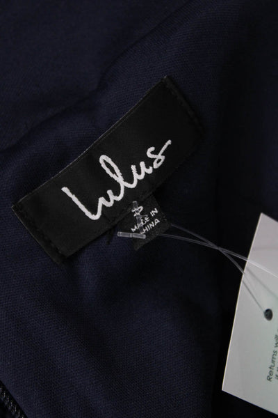 Lulus Women Maxi Slip Dress V-Neck Full-Length Dark Blue Size S