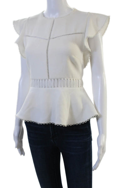 Rachel Zoe Women White Crew Neck Sleeveless Zip Blouse Size M