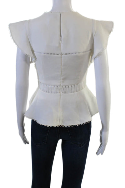 Rachel Zoe Women White Crew Neck Sleeveless Zip Blouse Size M