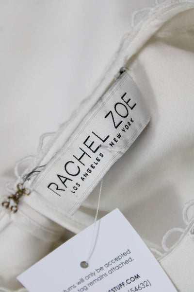 Rachel Zoe Women White Crew Neck Sleeveless Zip Blouse Size M