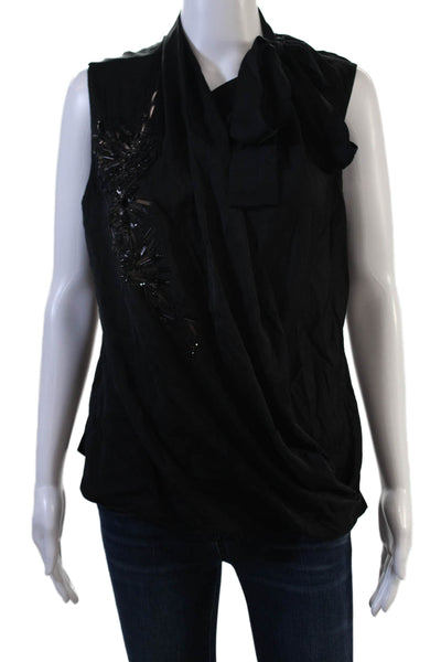 Elie Tahari Women Sleeveless Silk Blouse Black Size M