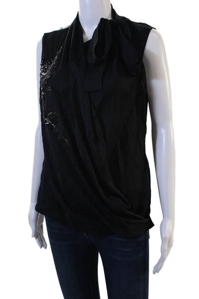 Elie Tahari Women Sleeveless Silk Blouse Black Size M