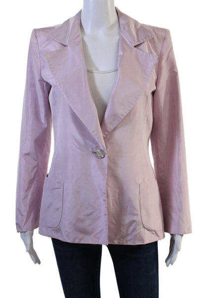 Emanuel Ungaro Womens Silk Long Sleeve Notched Collared Blazer Pink Size 40