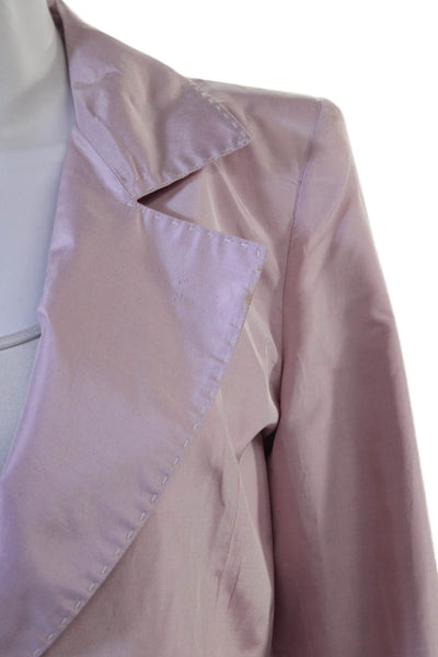 Emanuel Ungaro Womens Silk Long Sleeve Notched Collared Blazer Pink Size 40