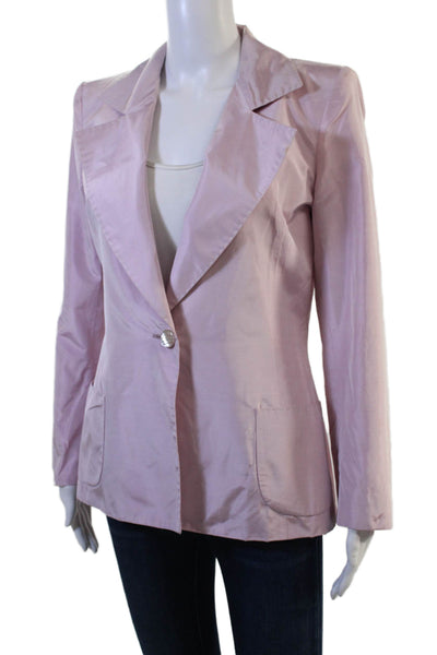Emanuel Ungaro Womens Silk Long Sleeve Notched Collared Blazer Pink Size 40