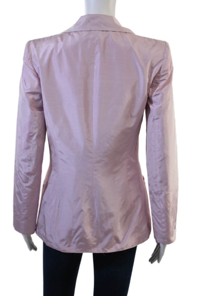 Emanuel Ungaro Womens Silk Long Sleeve Notched Collared Blazer Pink Size 40