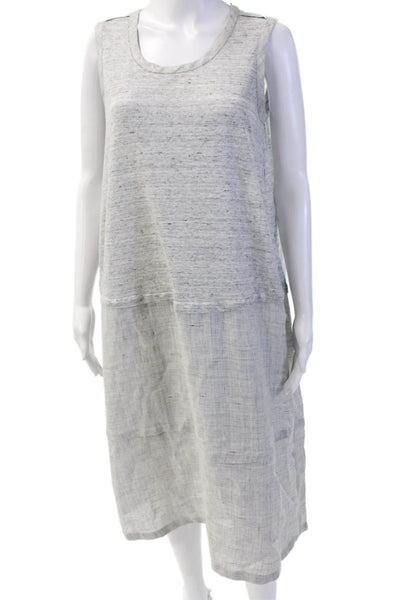 Lafayette 148 New York Women Gray Cotton Sleeveless Shift Tank Dress Size M
