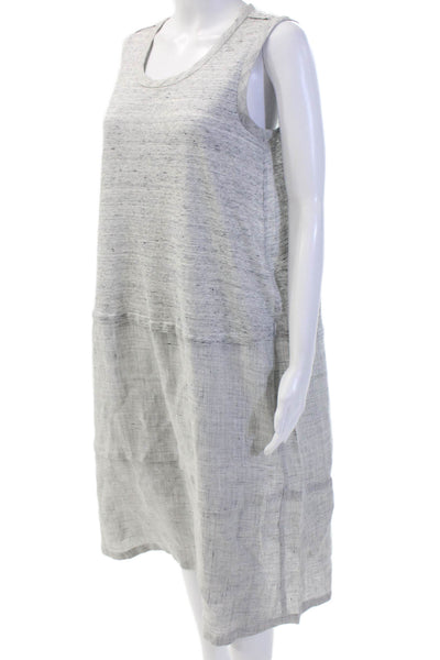 Lafayette 148 New York Women Gray Cotton Sleeveless Shift Tank Dress Size M